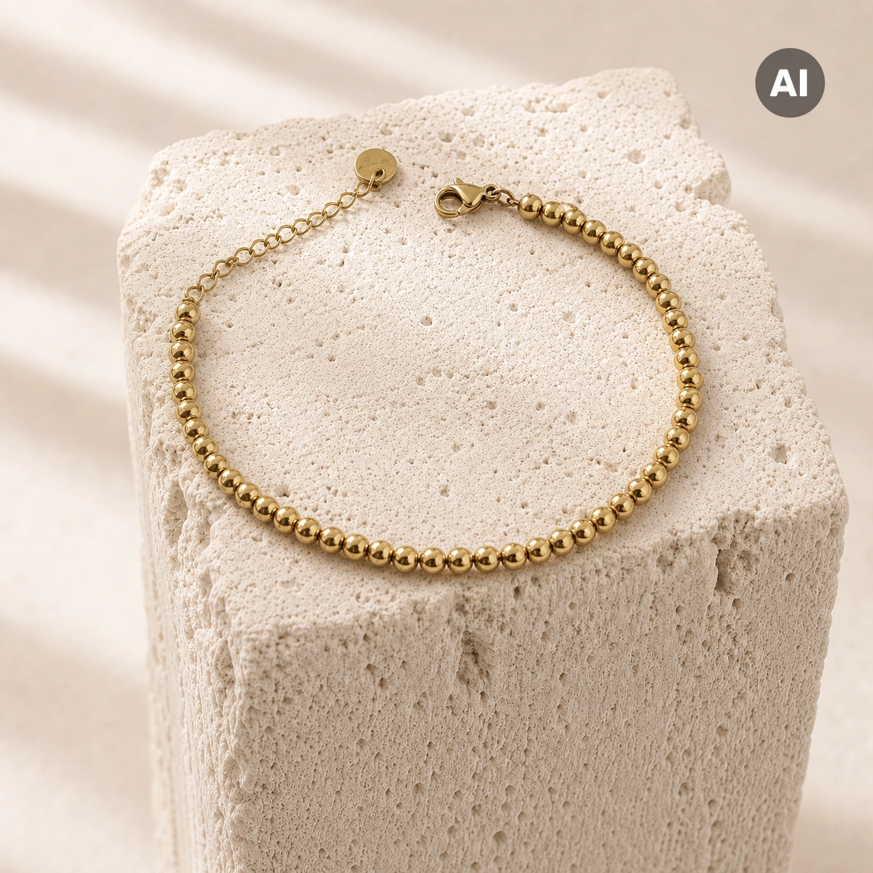 Armband mit Kugelreihe und Verlängerung, goldfarben