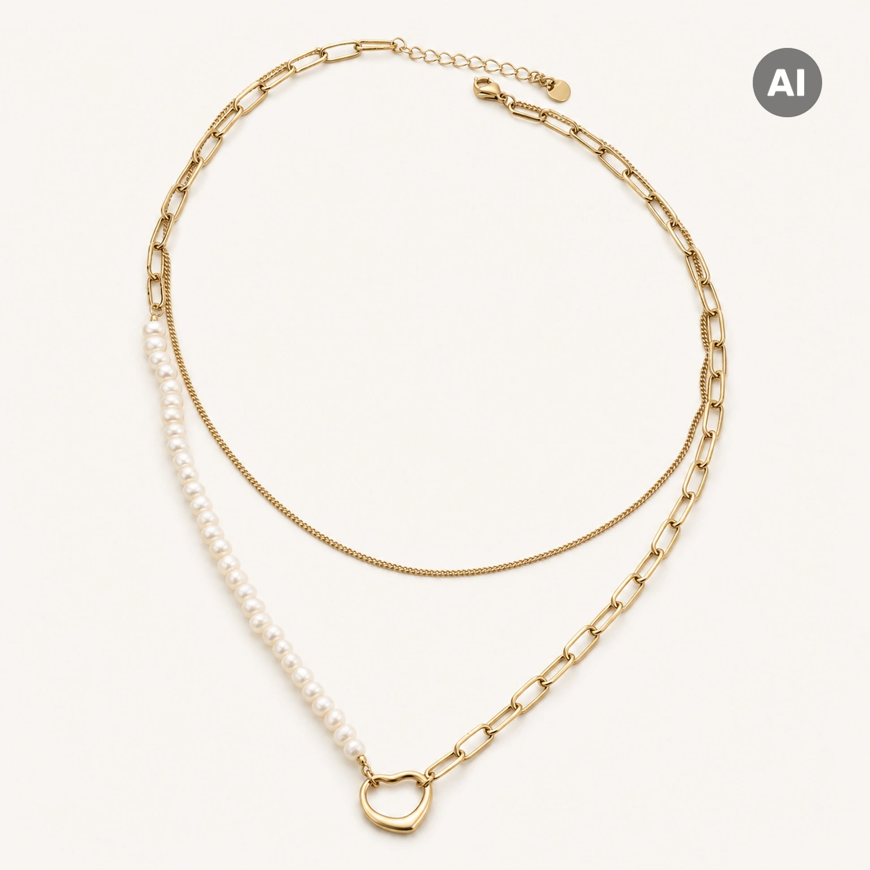 LIANOA Perlen Halskette gold