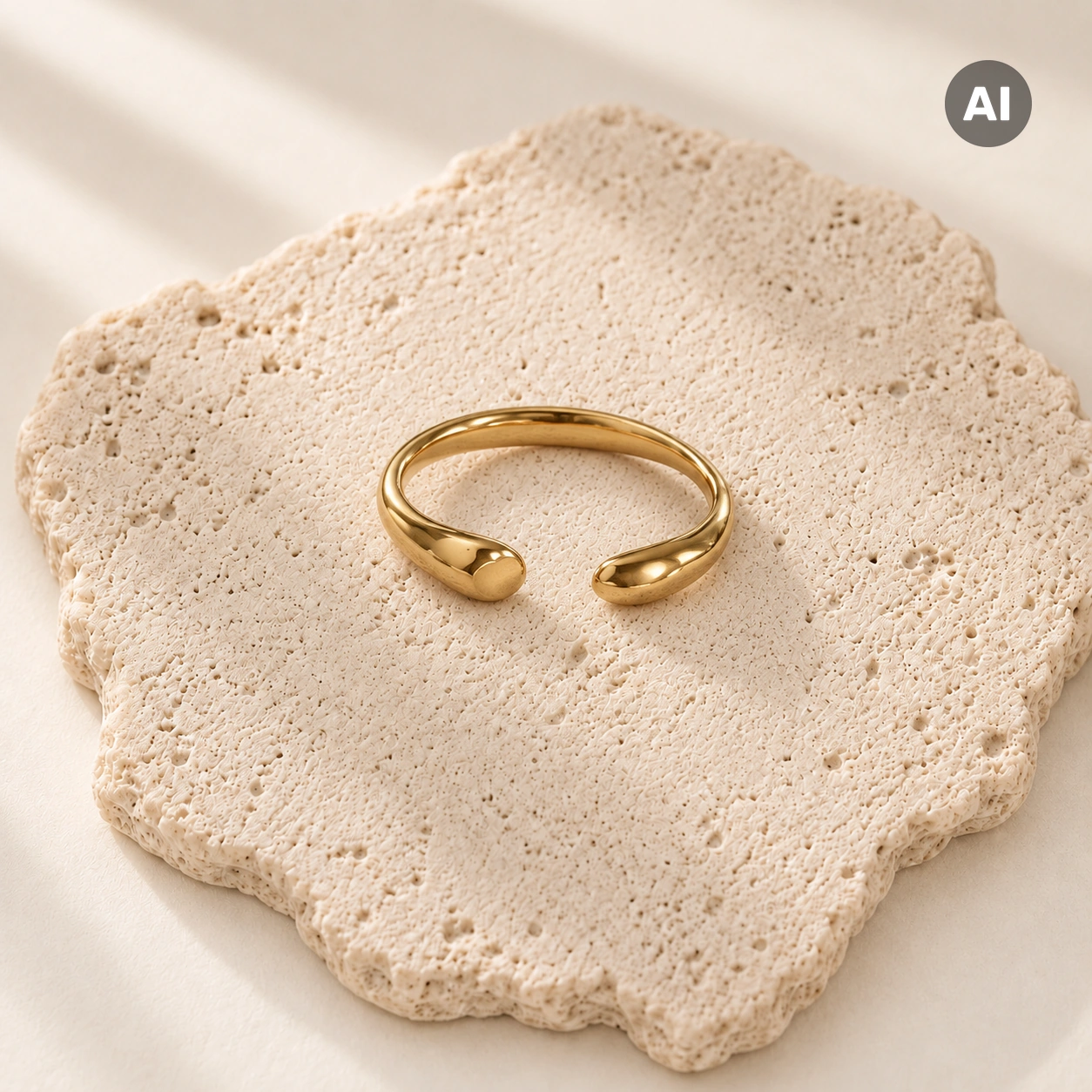 Ring mit offenem gewölbtem Profil und glatten Enden, goldfarben