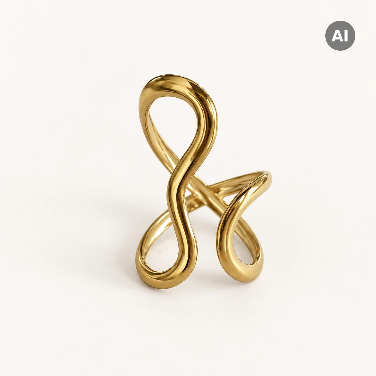 Ring mit offener geschwungener Schleife, goldfarben