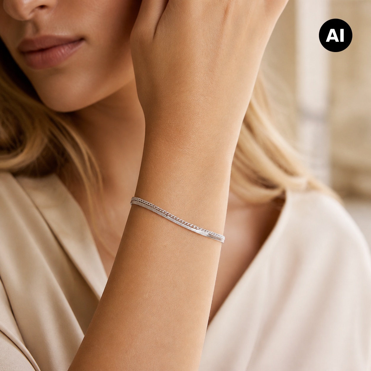 LIANOA Doppel-Armband silber