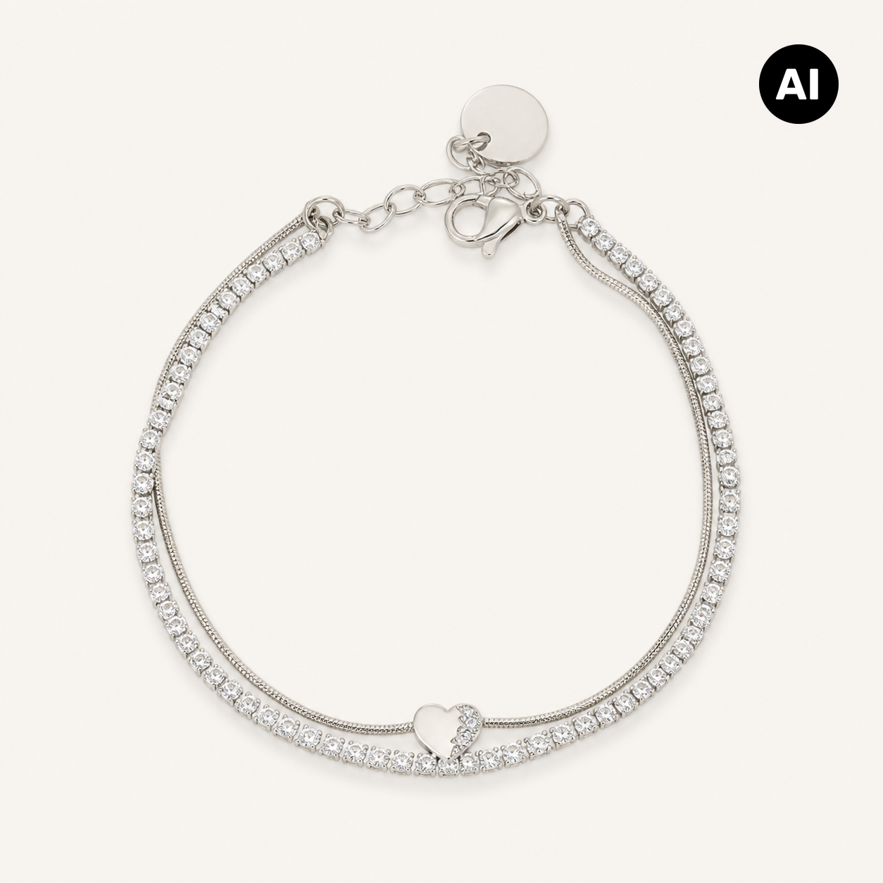 LIANOA Herz Armband doppelt silber