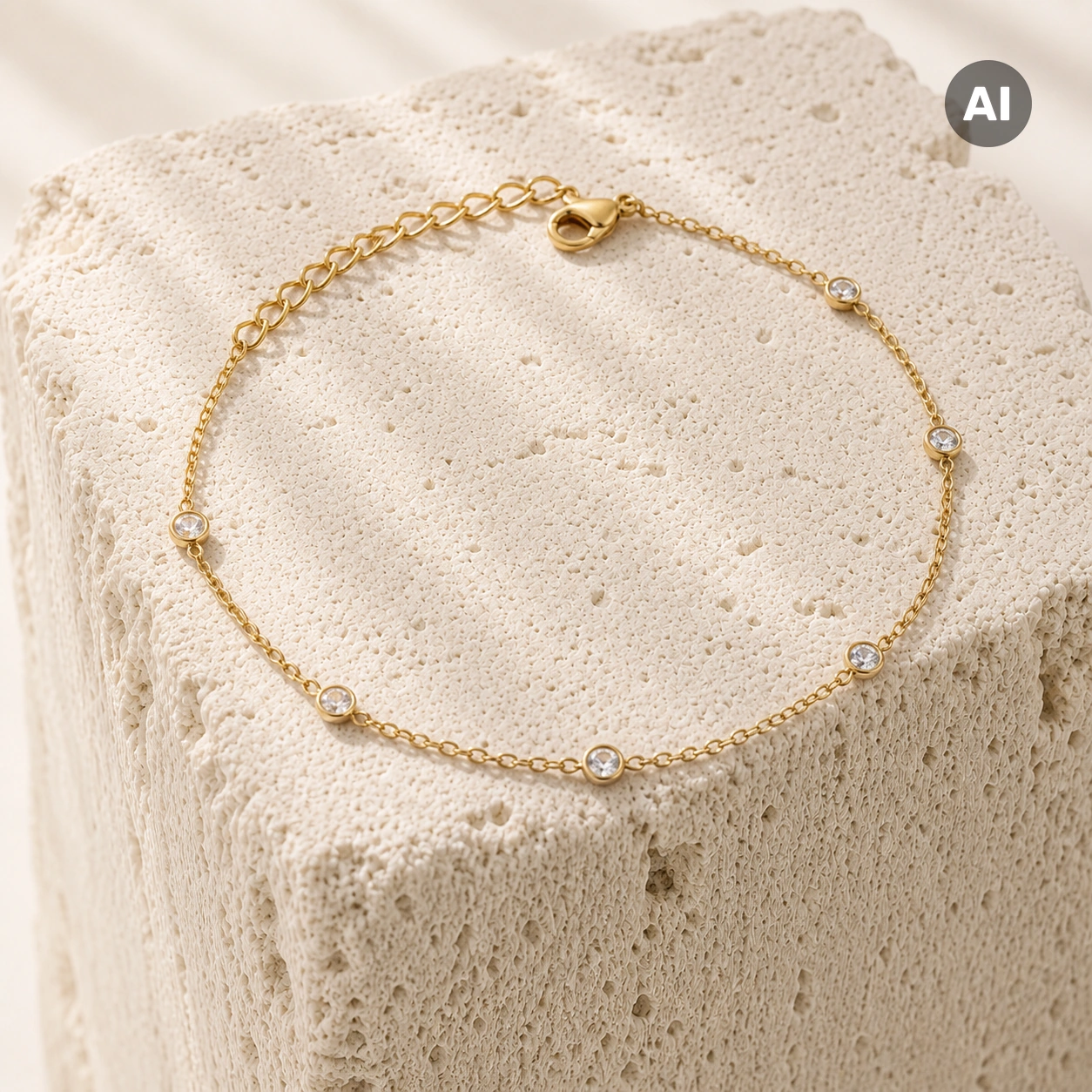 Armband mit Zirkonia-Stationen, goldfarben