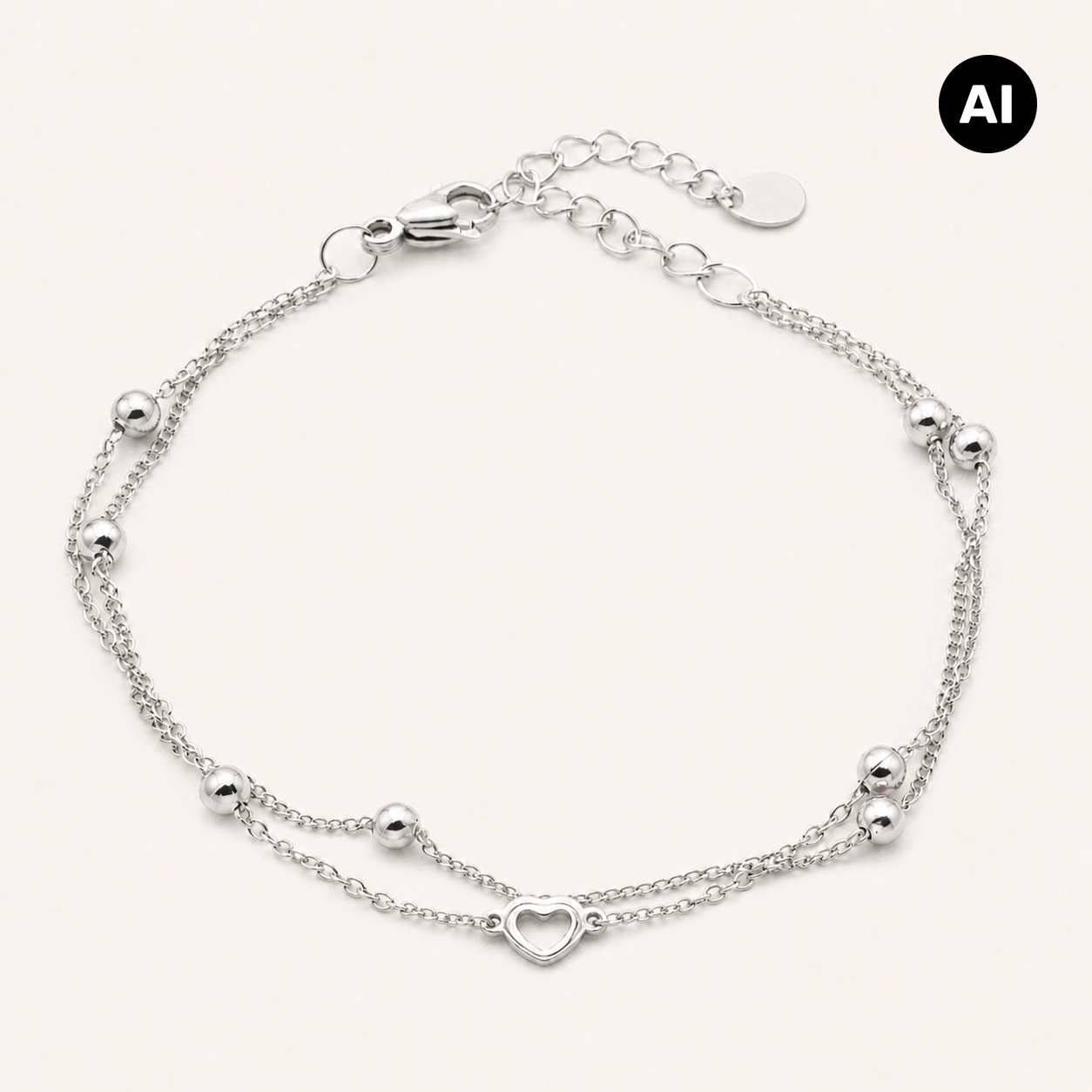 LIANOA Doppel-Armband Herz silber