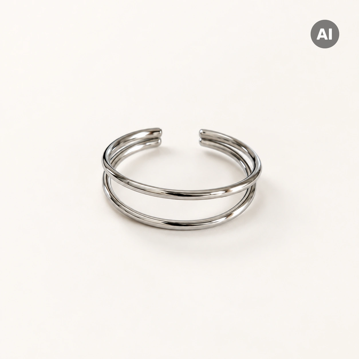Ring mit offenem zweireihigem Profil, silberfarben
