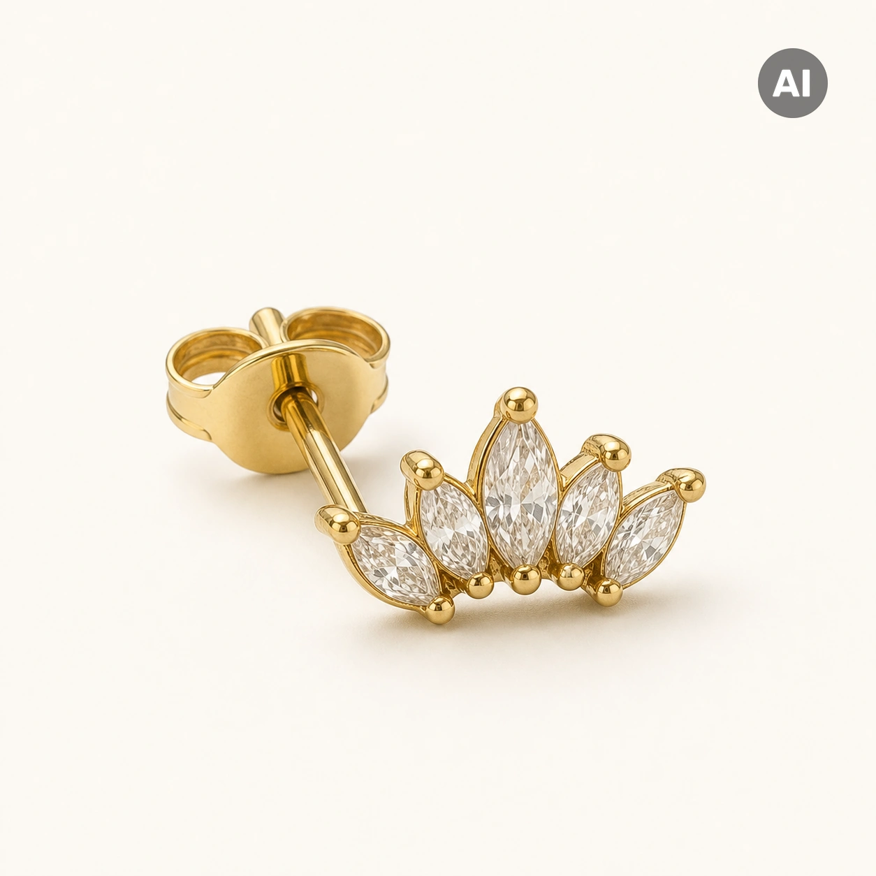 Ohrstecker mit Krone und Marquise-Besatz, goldfarben