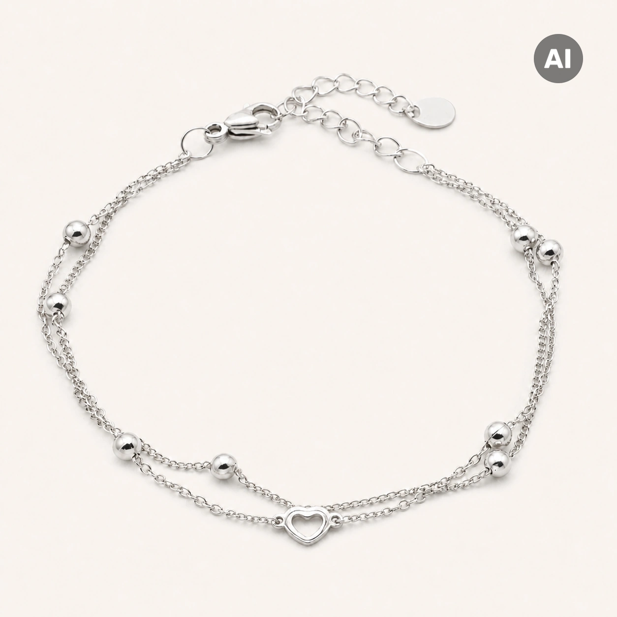 LIANOA Herz Doppel-Armband silber