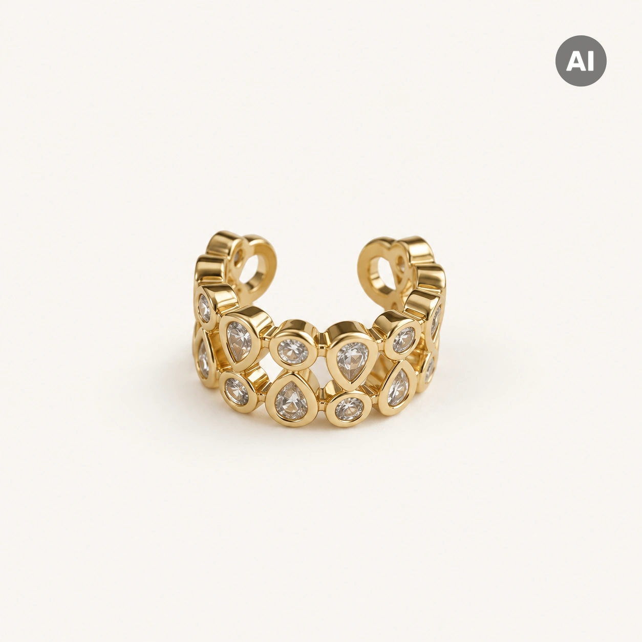 Ear Cuff mit Tropfen-Besatz und Zarge, goldfarben