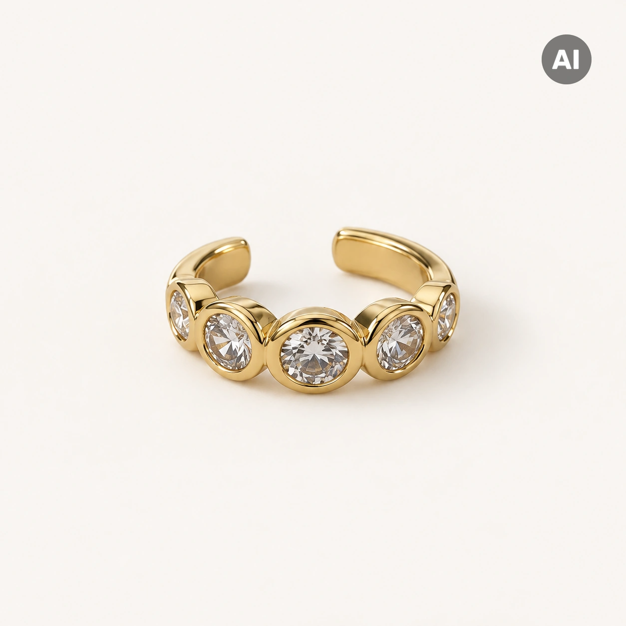 Ear Cuff mit fünf Zirkonia und Zargen, goldfarben