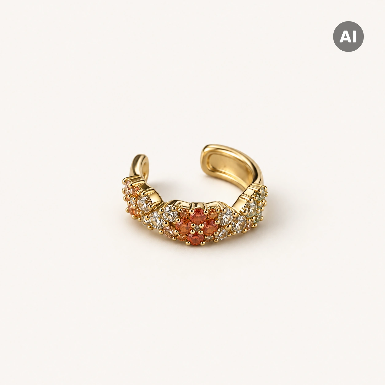 Ear Cuff mit buntem Besatz und offenen Enden, goldfarben