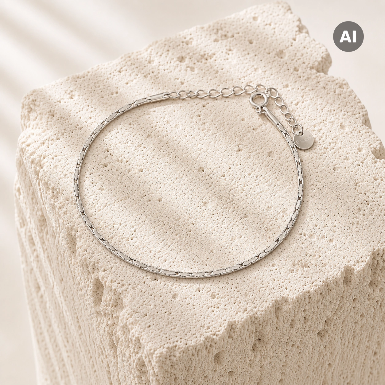 Armband mit geriffelter Schlangenkette und Verlängerung, silberfarben