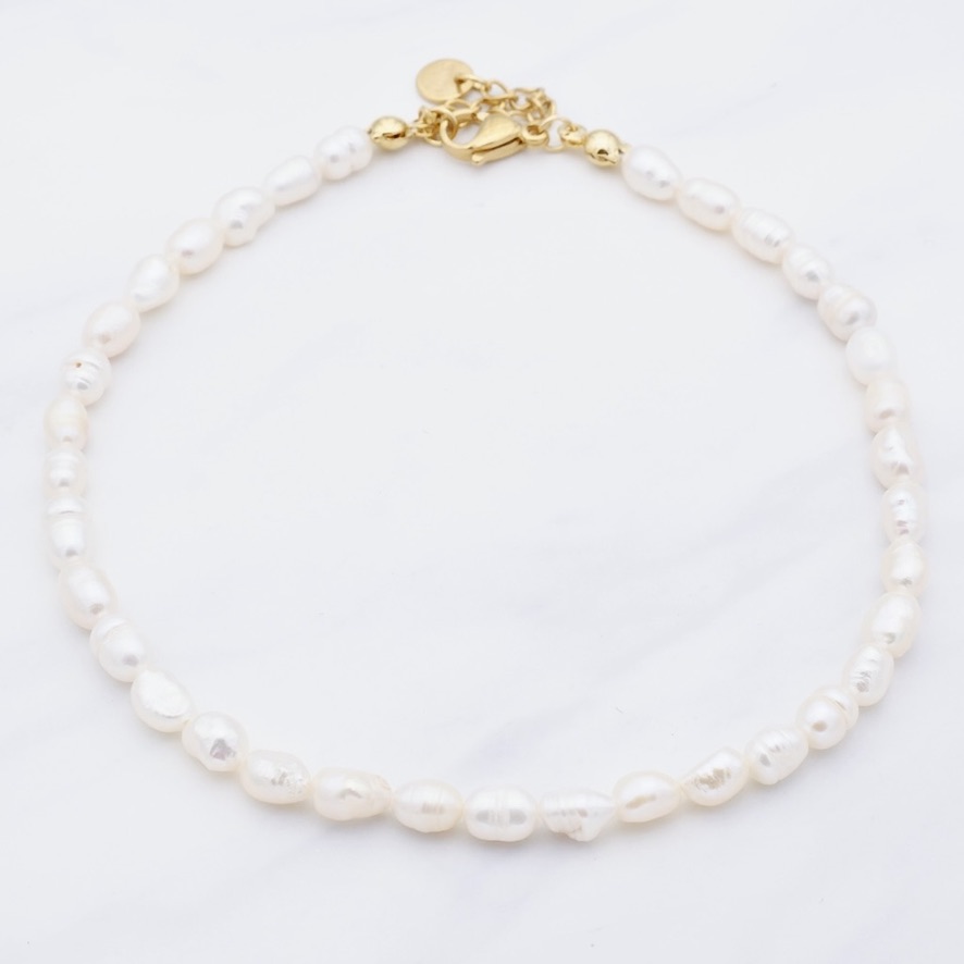 Fußkette Perlen Gold 