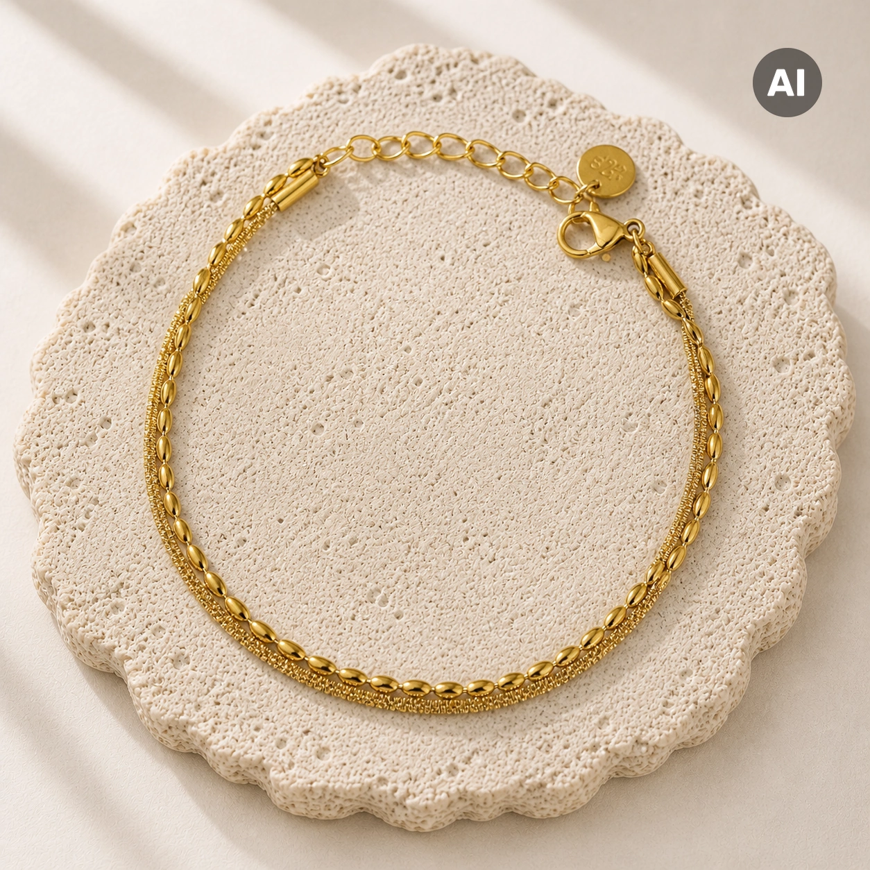 Armband mit doppelter Kette und Verlängerung, goldfarben