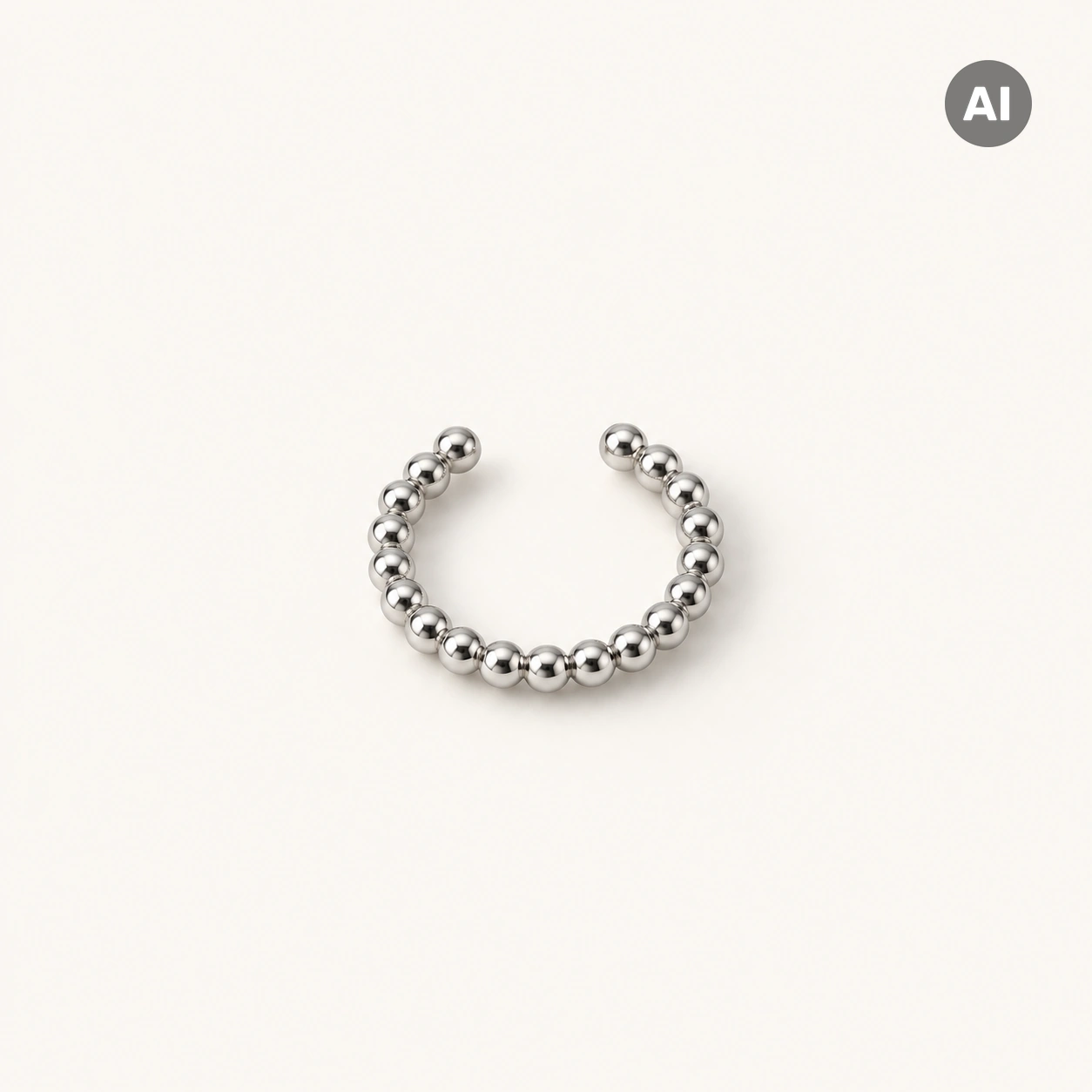 Ear Cuff mit Kugelrand und Kugelenden, silberfarben