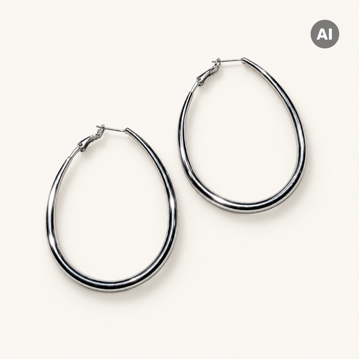LIANOA Creole silber oval Ø50mm / Breite 4mm