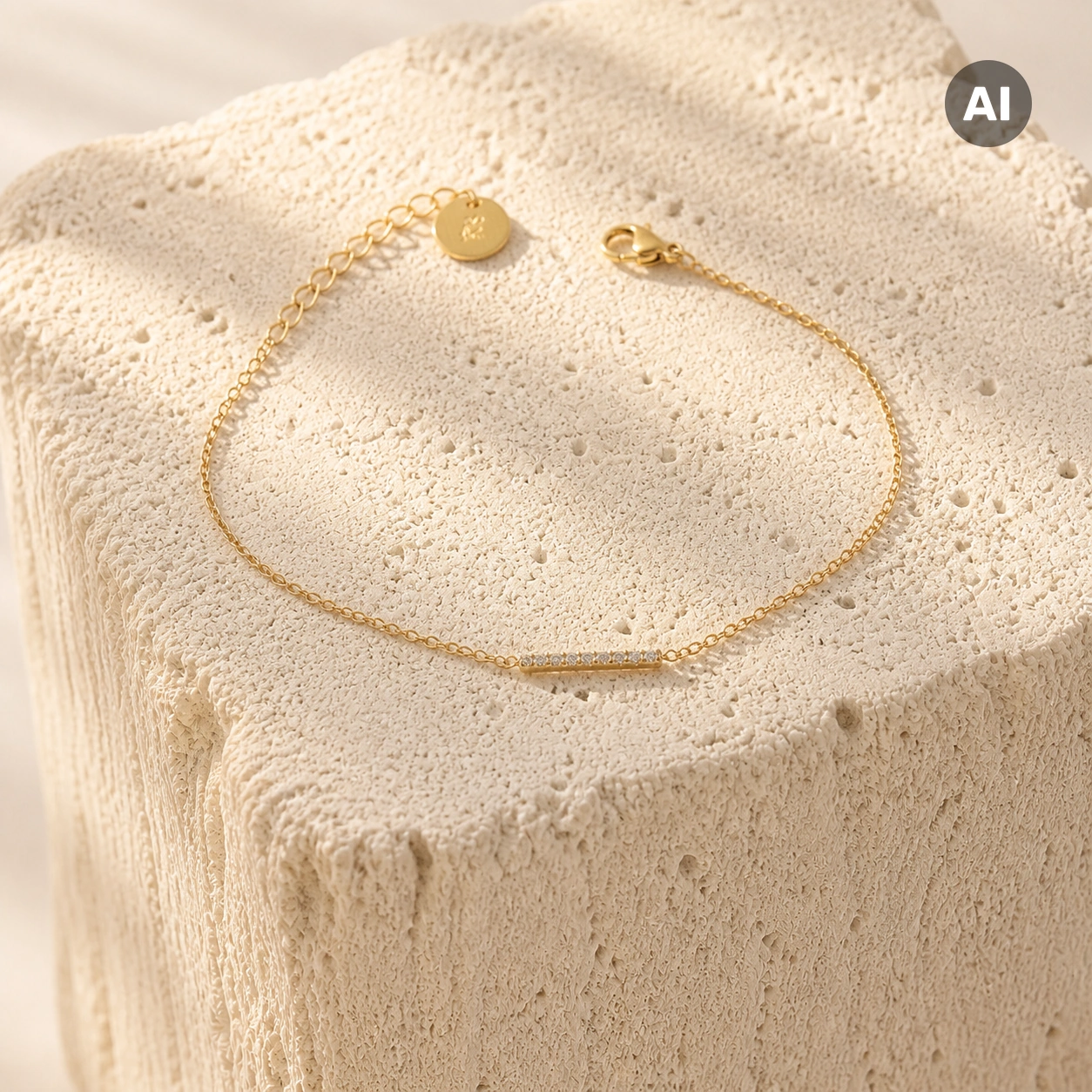 Armband mit Zirkonia-Balken und Verlängerung, goldfarben