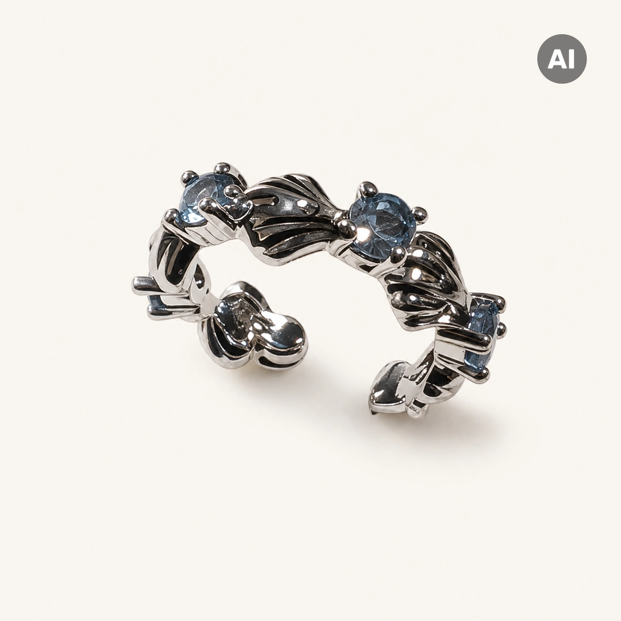 Ear Cuff mit Muscheln und Zirkonia, silberfarben