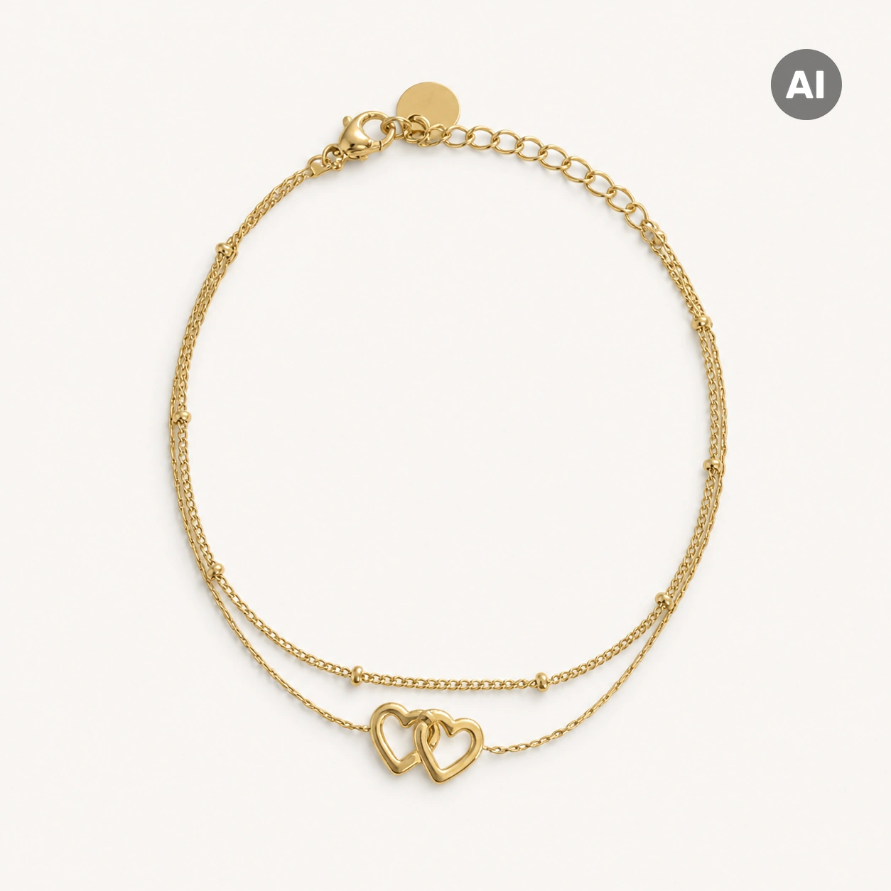 LIANOA Herz Doppel-Armband gold