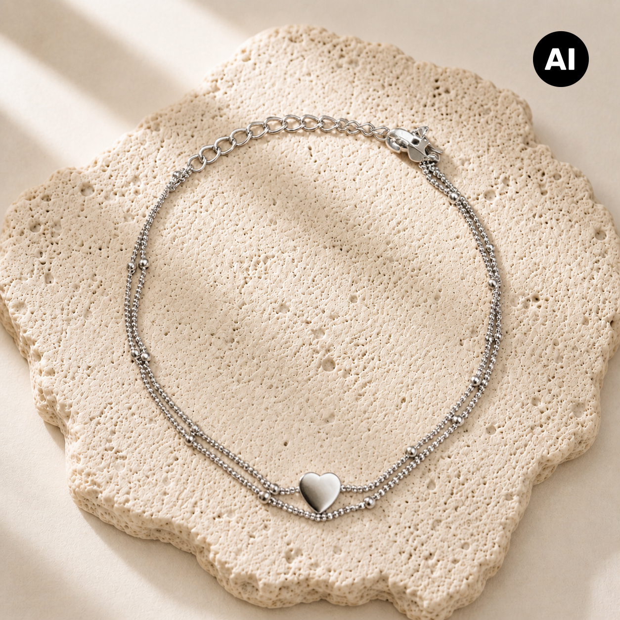 LIANOA Herz Armband doppelt silber