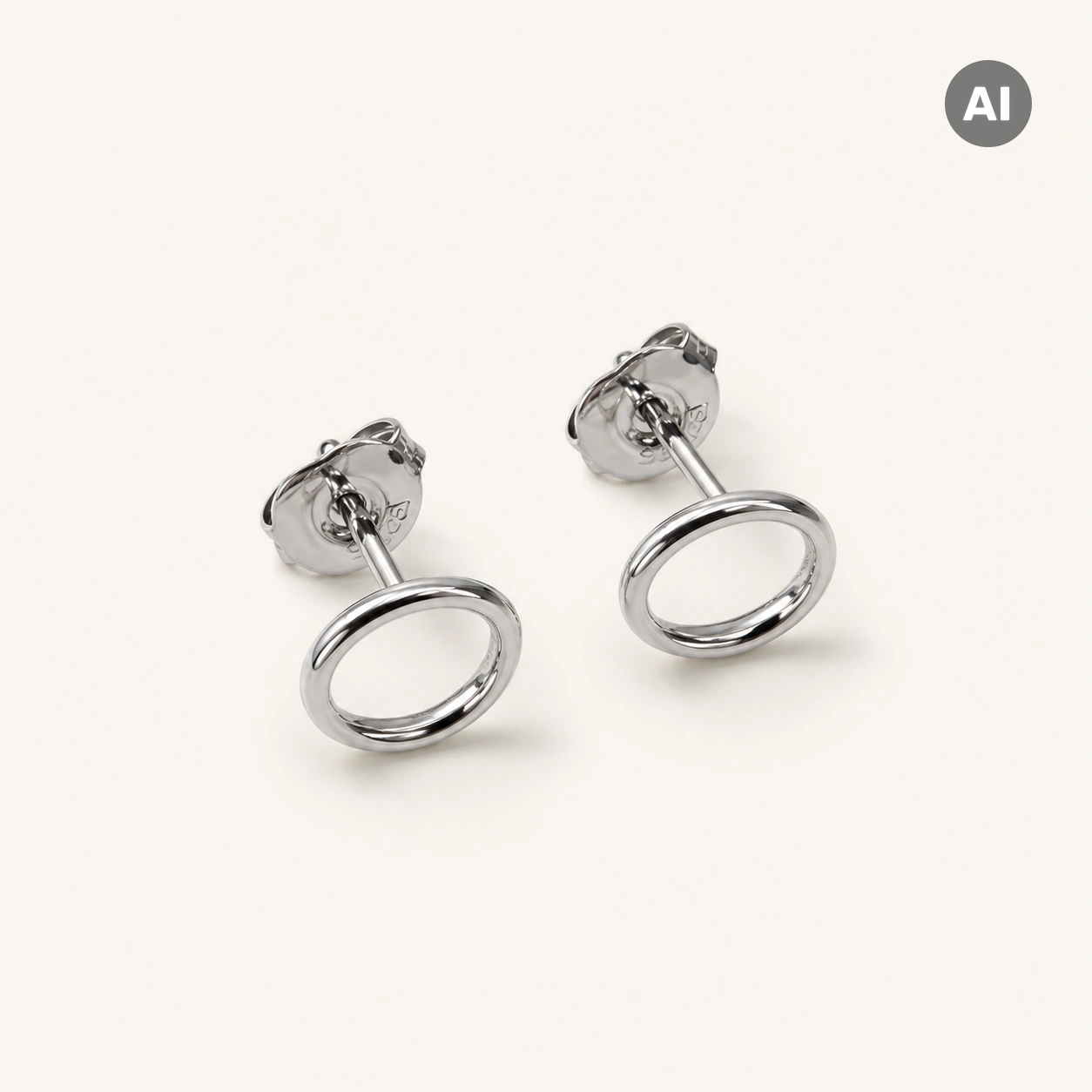 Ohrstecker mit glattem offenem Ring, silberfarben
