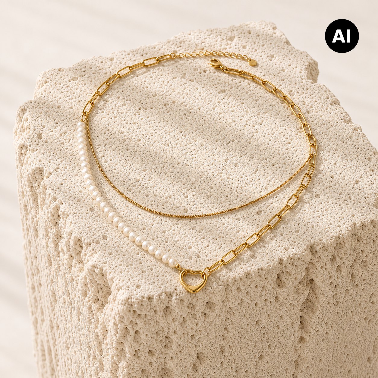 LIANOA Halskette Perlen gold