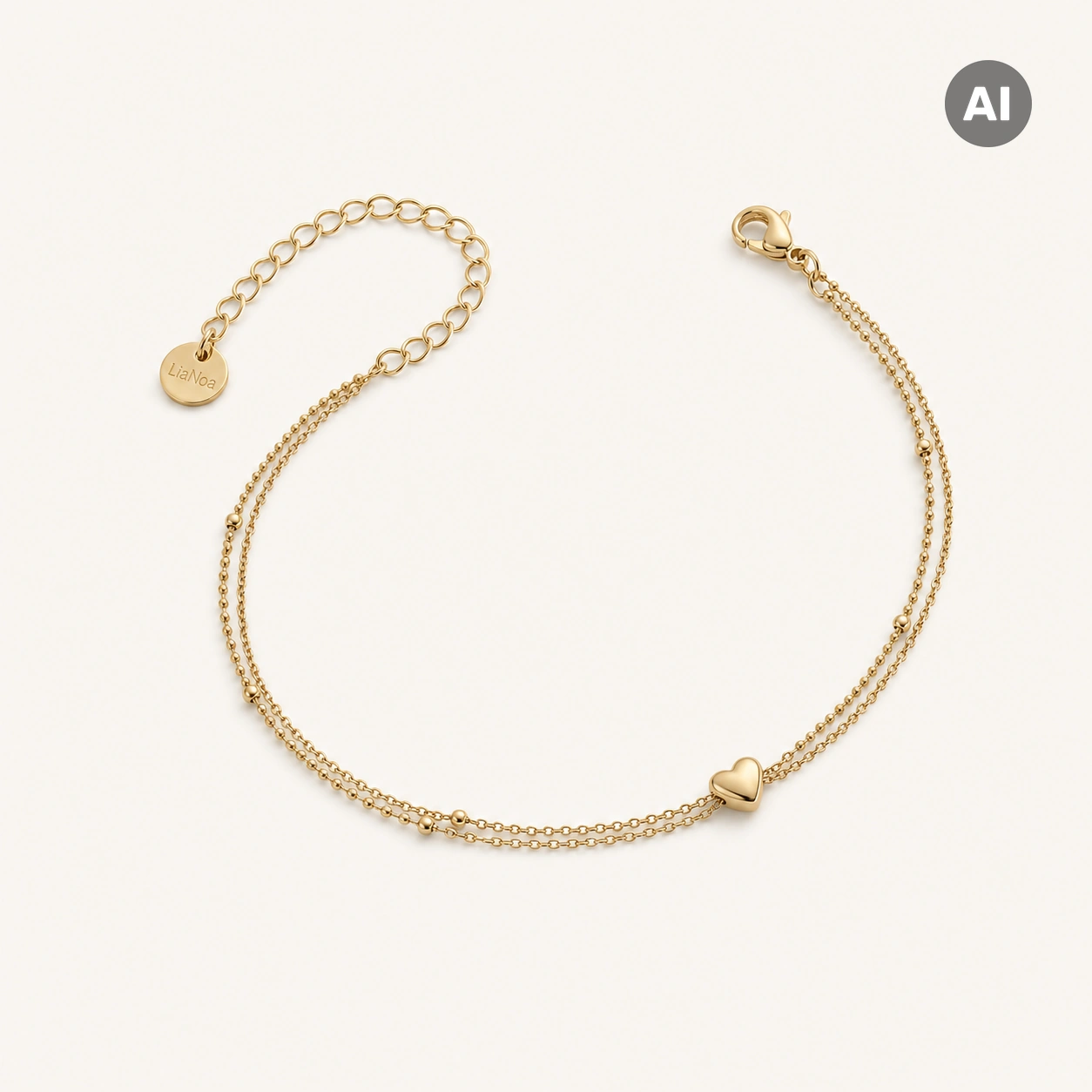 LIANOA Herz Doppel-Armband gold