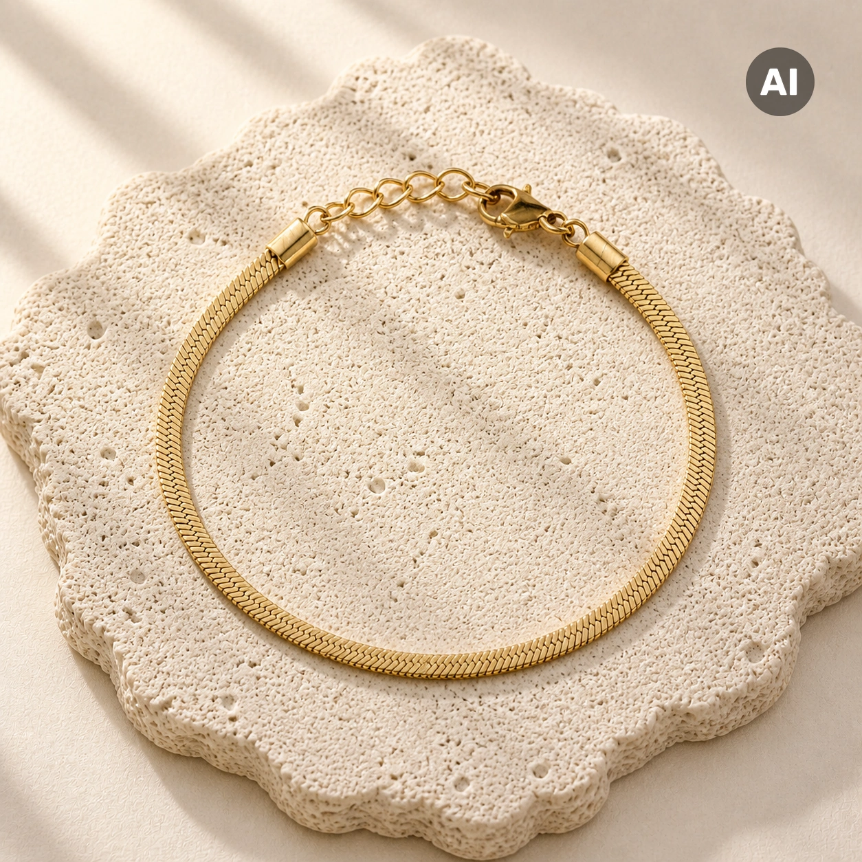 Armband mit Fischgrätkette, goldfarben