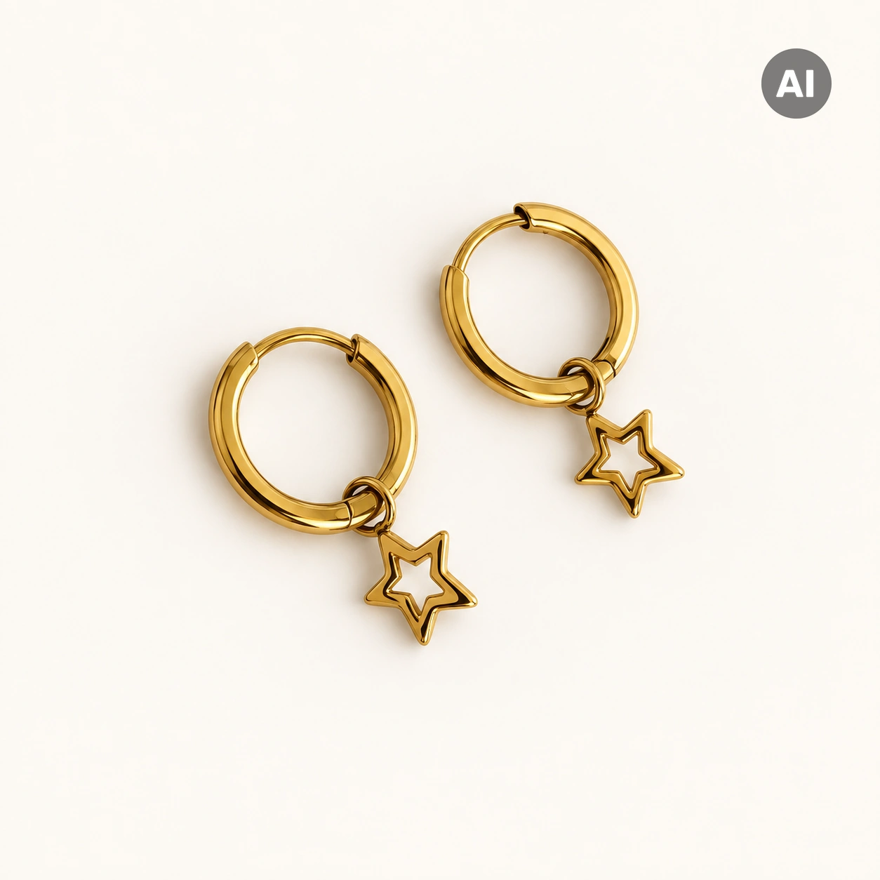 Ohrhänger mit Sternanhänger und Creole, goldfarben