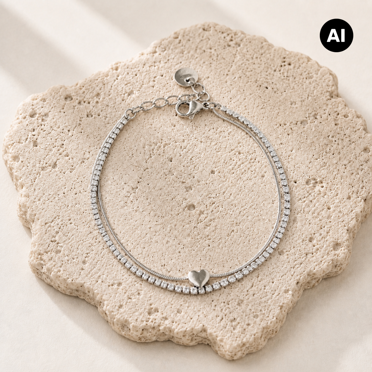 LIANOA Herz Armband doppelt silber
