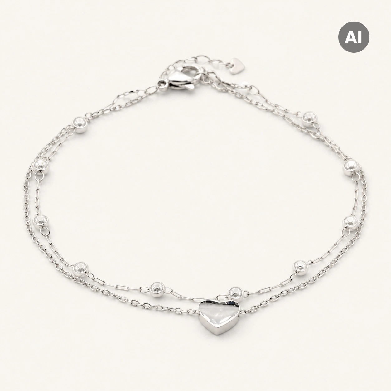LIANOA Herz Doppel-Armband silber