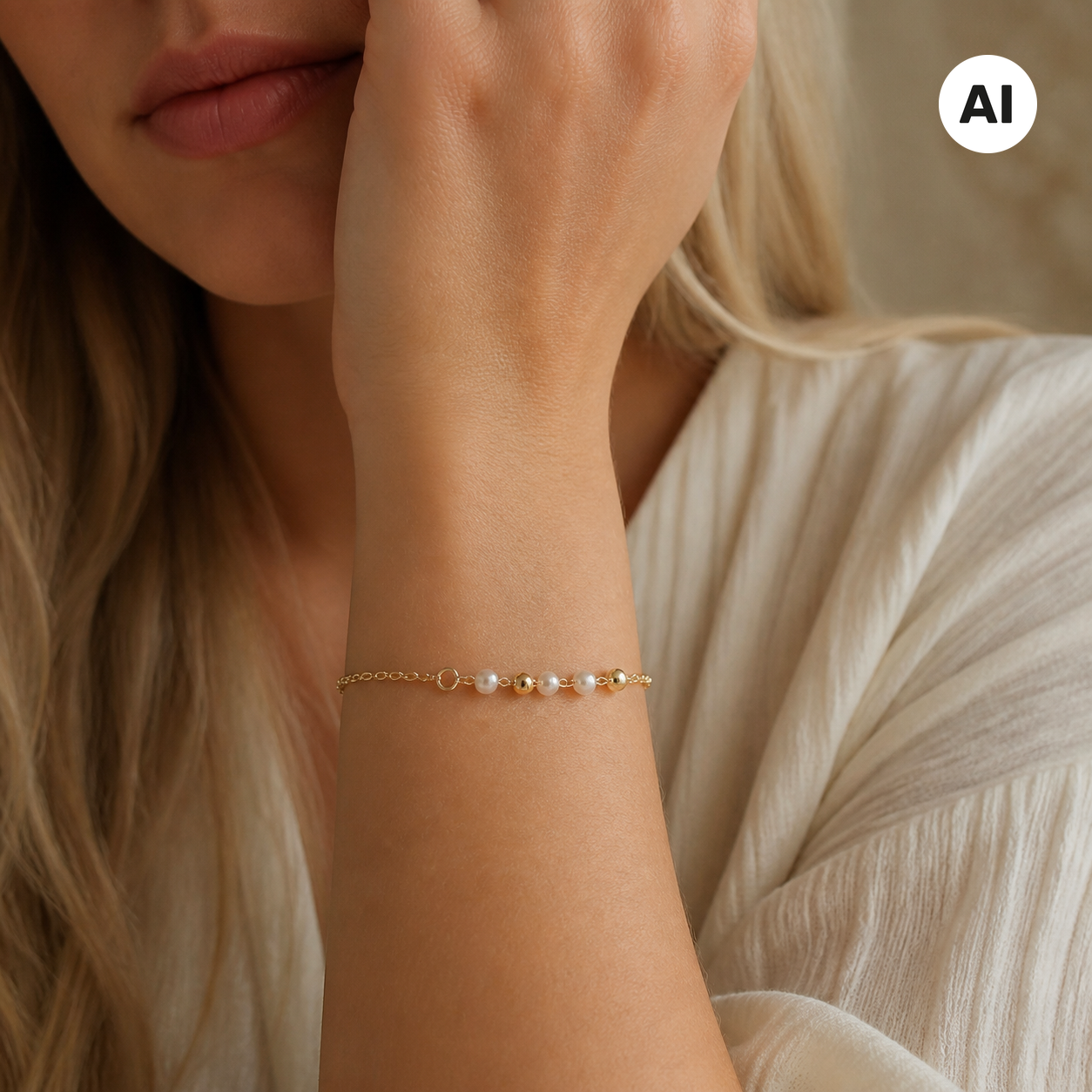 LIANOA Perlen Armband gold