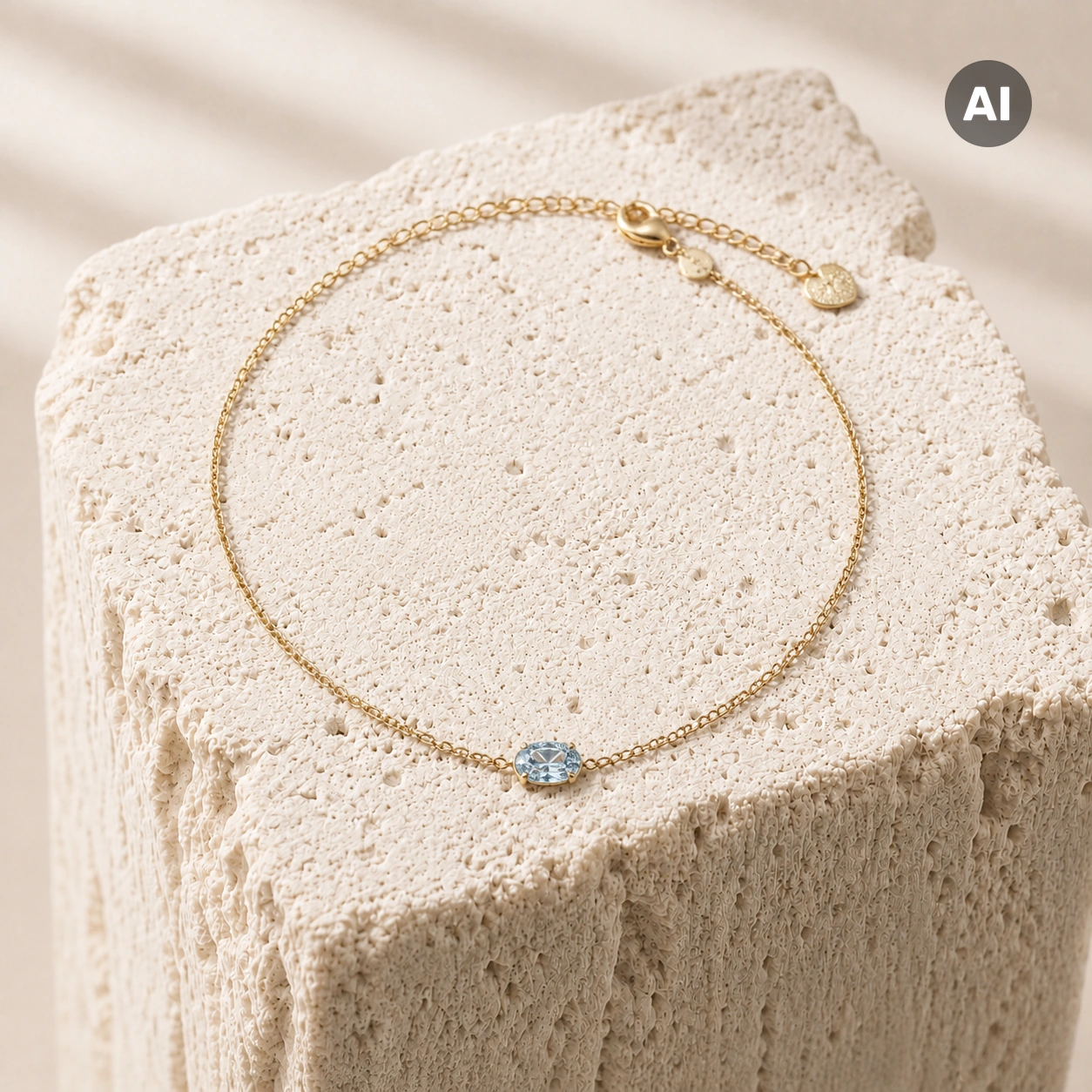 Armband mit weißem Zirkonia-Solitär und Verlängerung, goldfarben