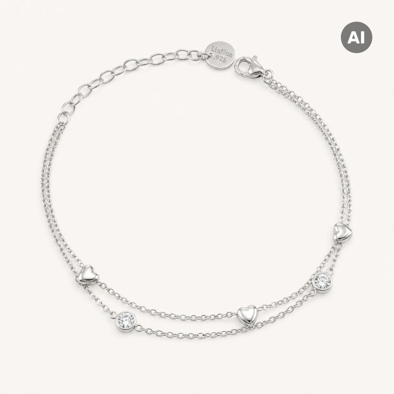 LIANOA Herz Doppel-Armband silber