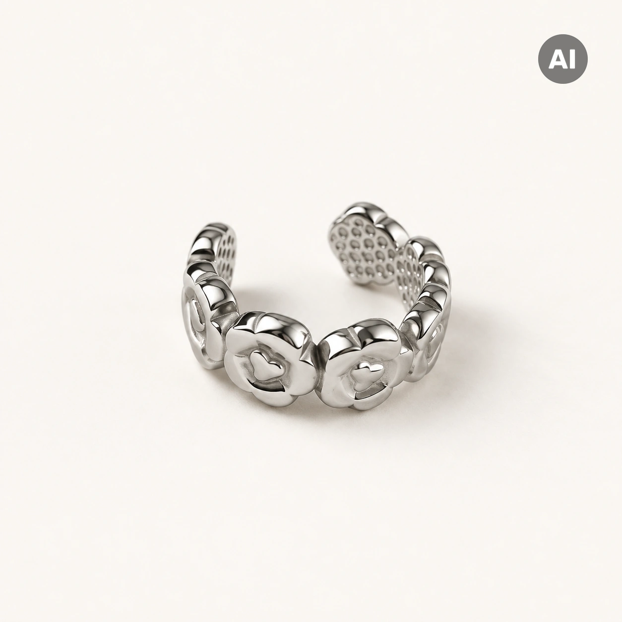 Ear Cuff mit Blüten, silberfarben