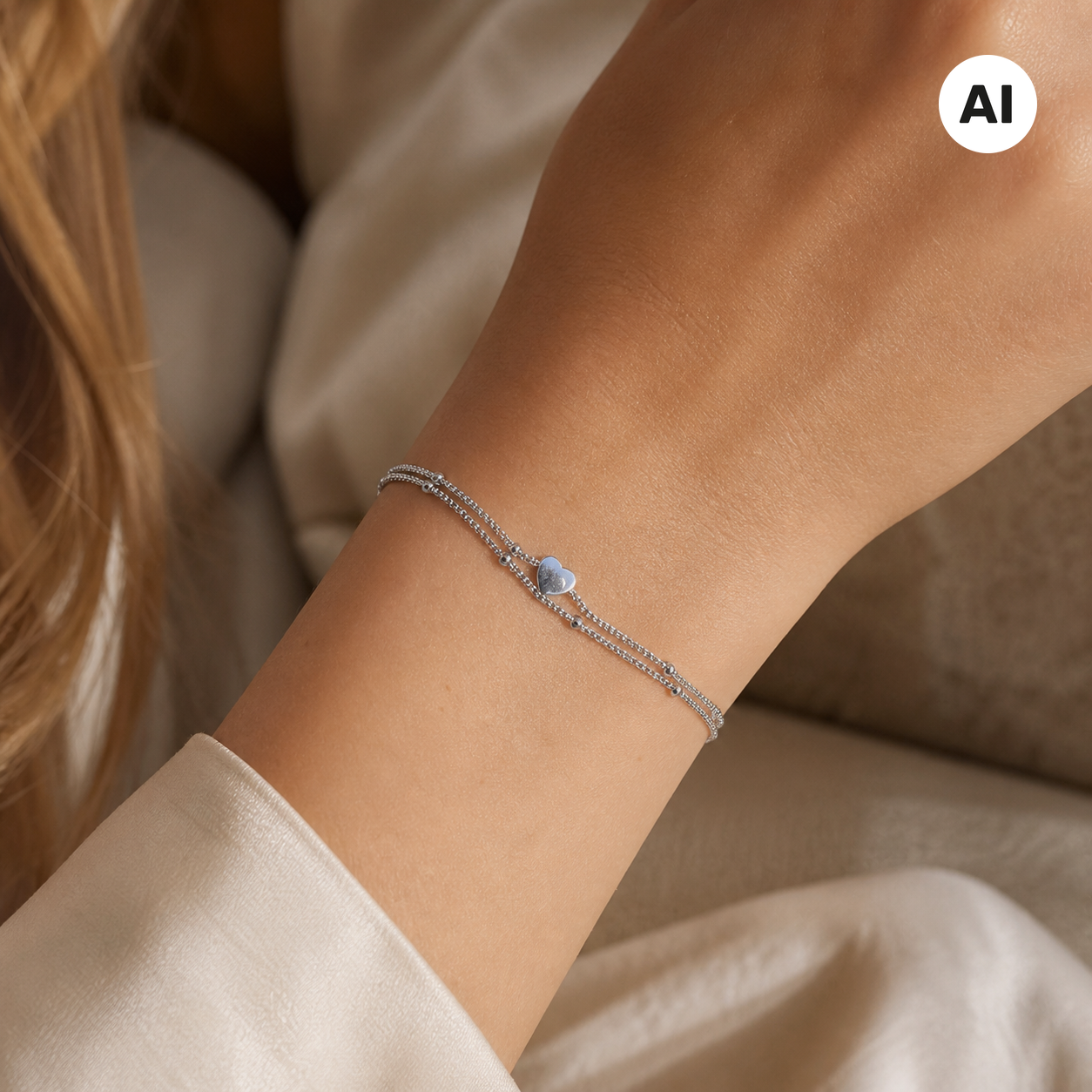 LIANOA Herz Armband doppelt silber
