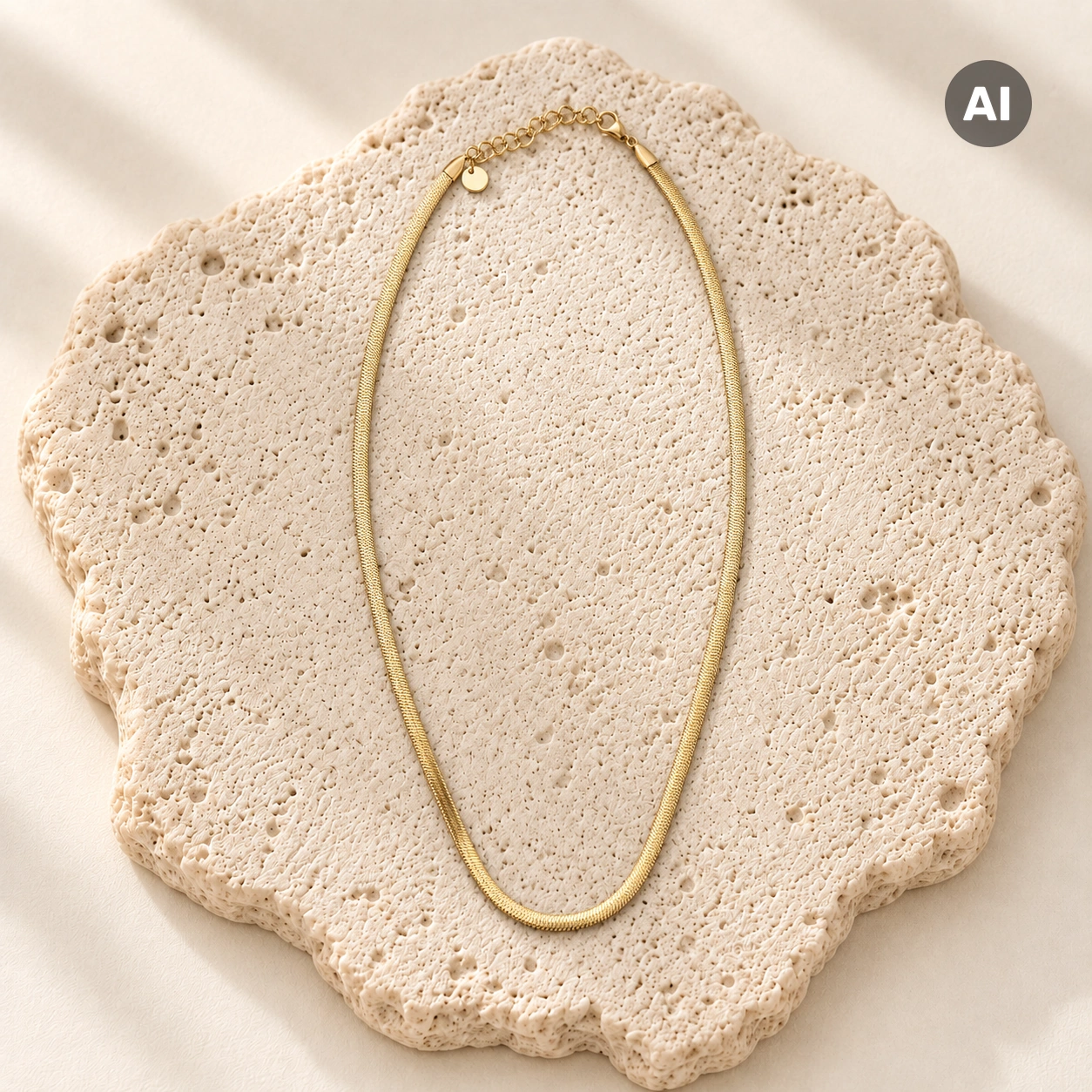 Halskette mit Fischgrätkette und Verlängerung, goldfarben