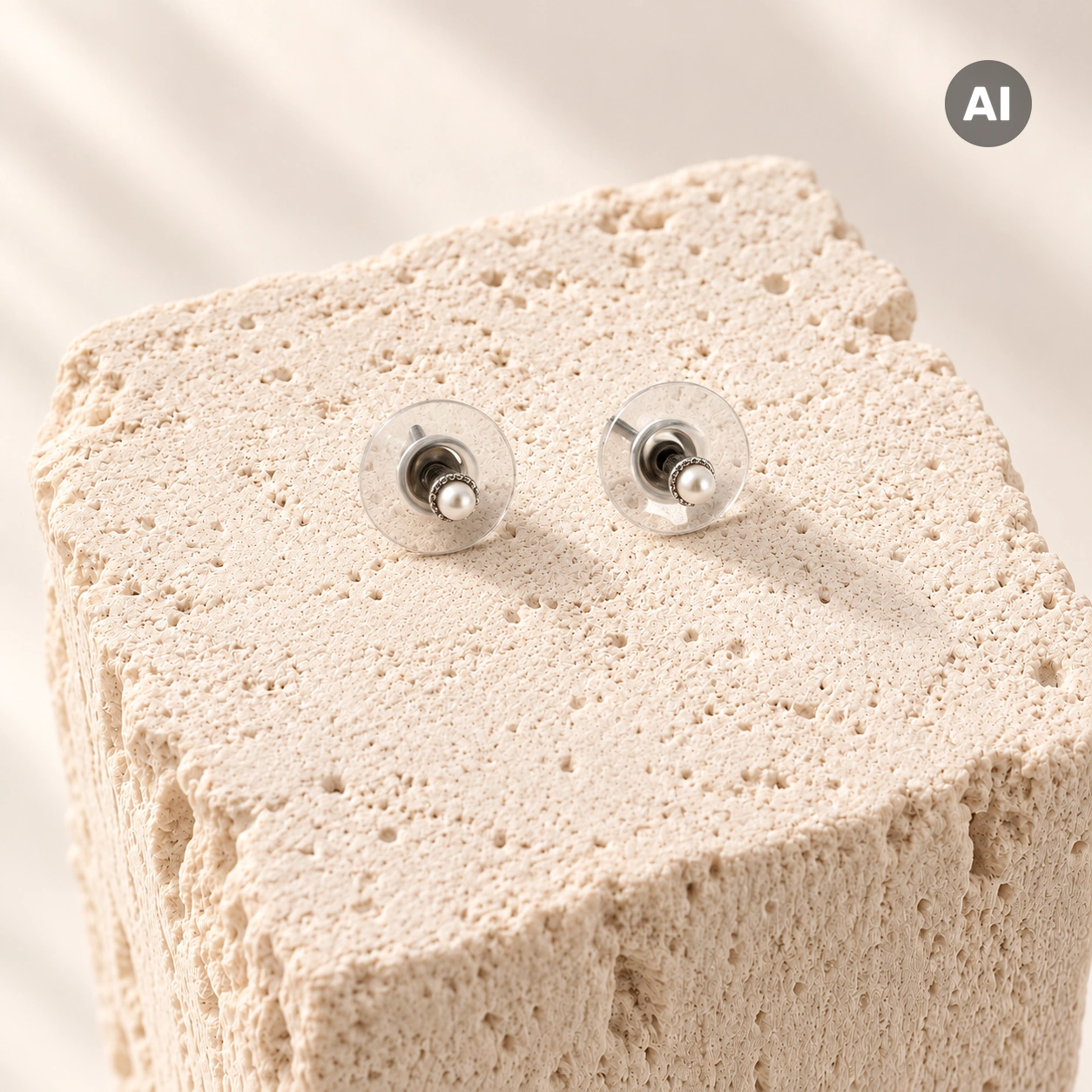 Ohrstecker mit weißer Süßwasserperle und Kugelrand, silberfarben
