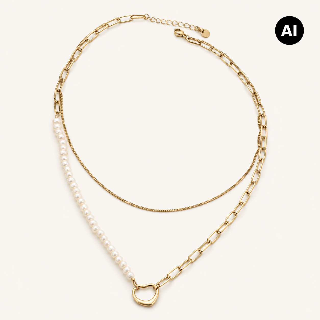 LIANOA Halskette Perlen gold