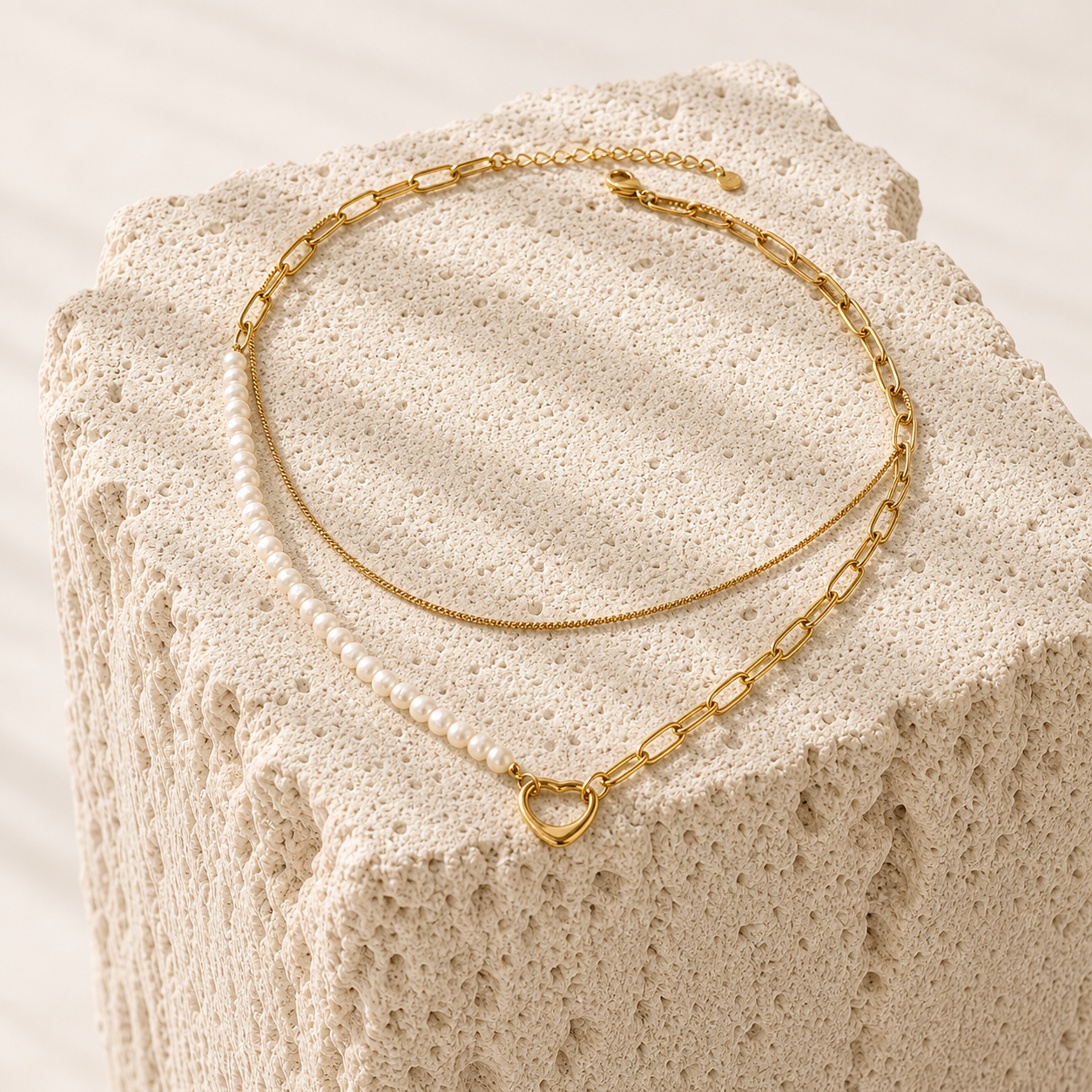 LIANOA Halskette Perlen gold