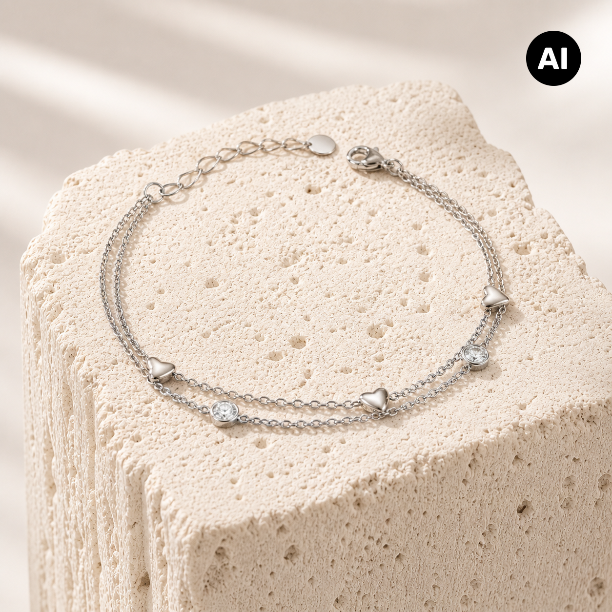 LIANOA Herz Armband doppelt silber