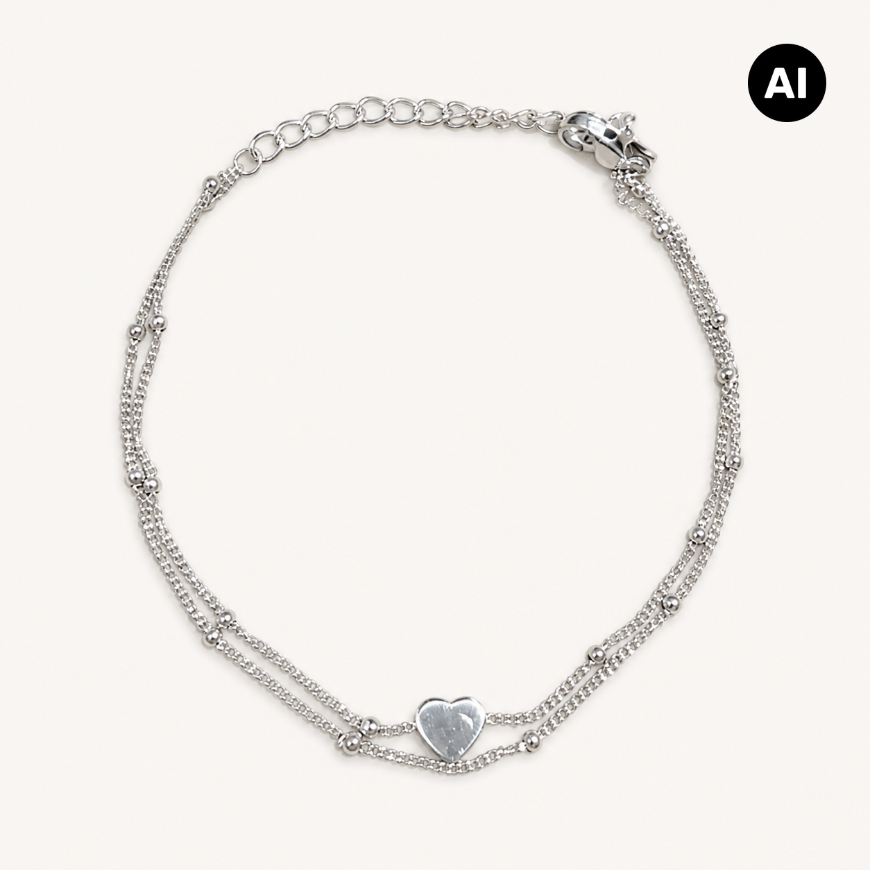 LIANOA Herz Armband doppelt silber