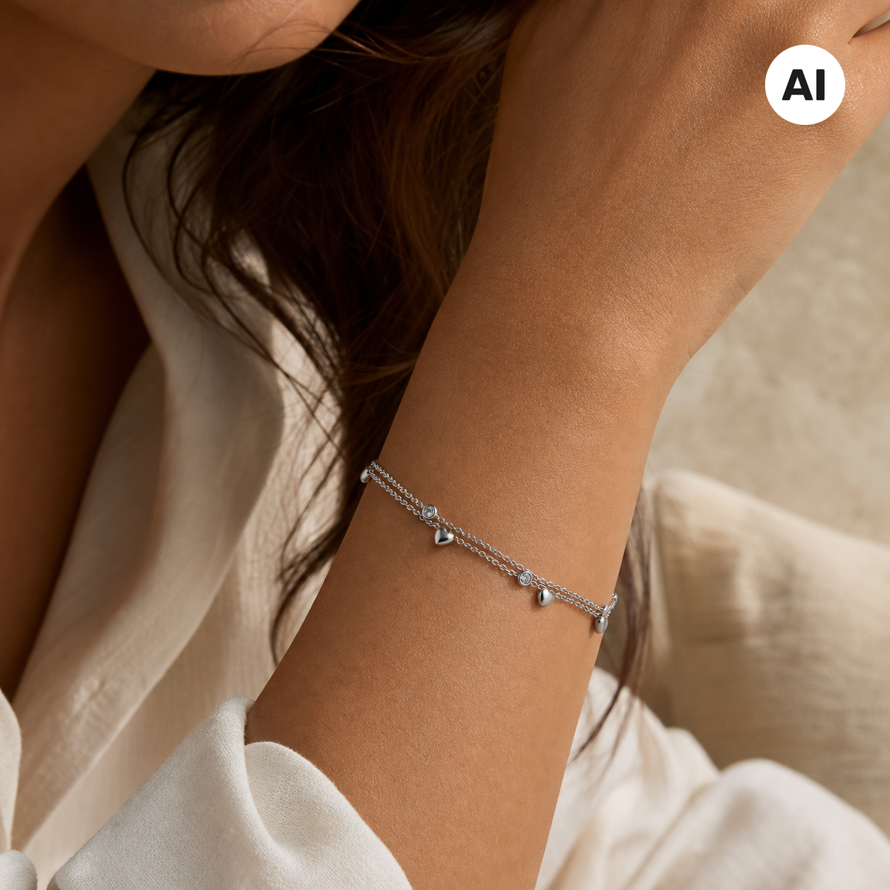 LIANOA Armband Herz silber