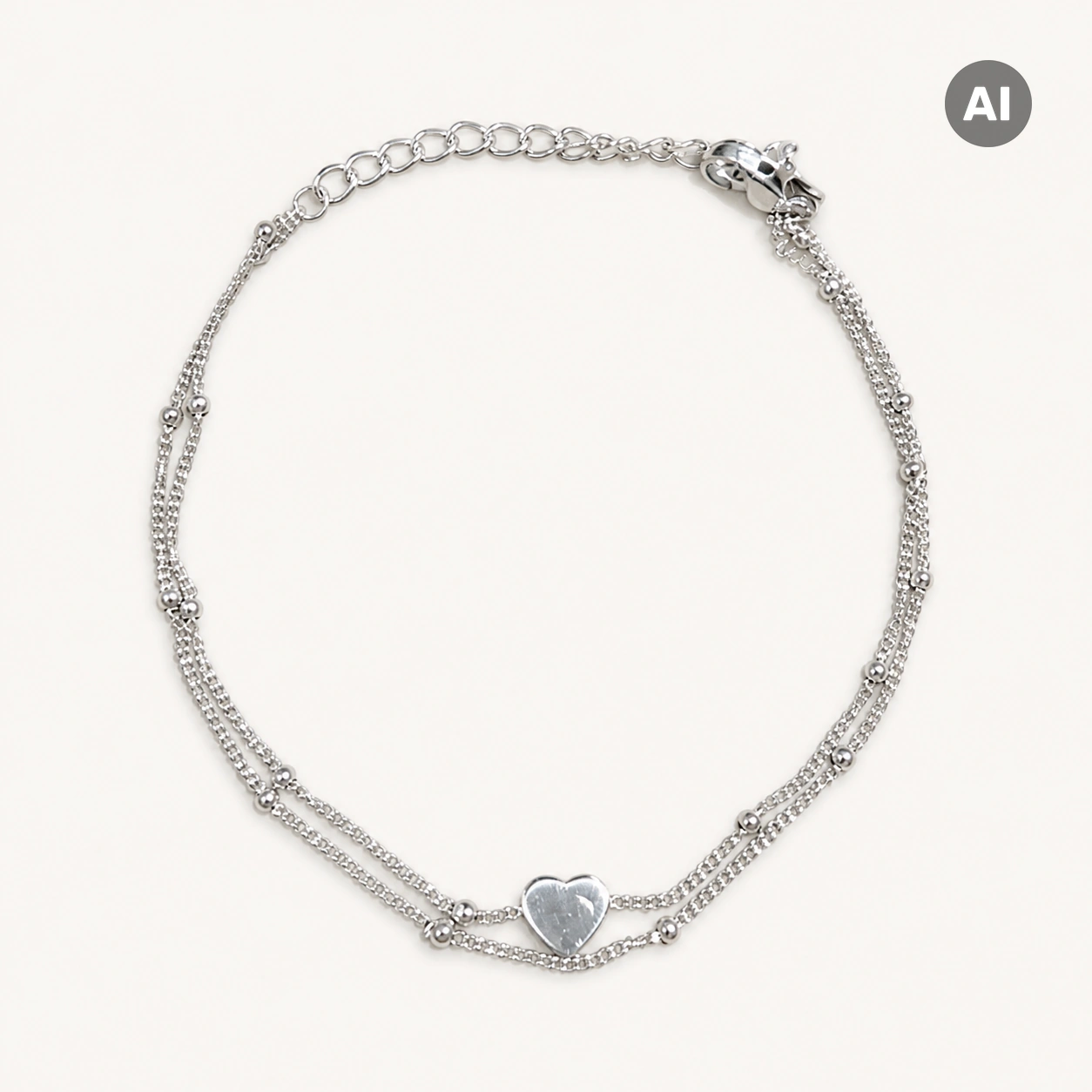 LIANOA Herz Doppel-Armband silber