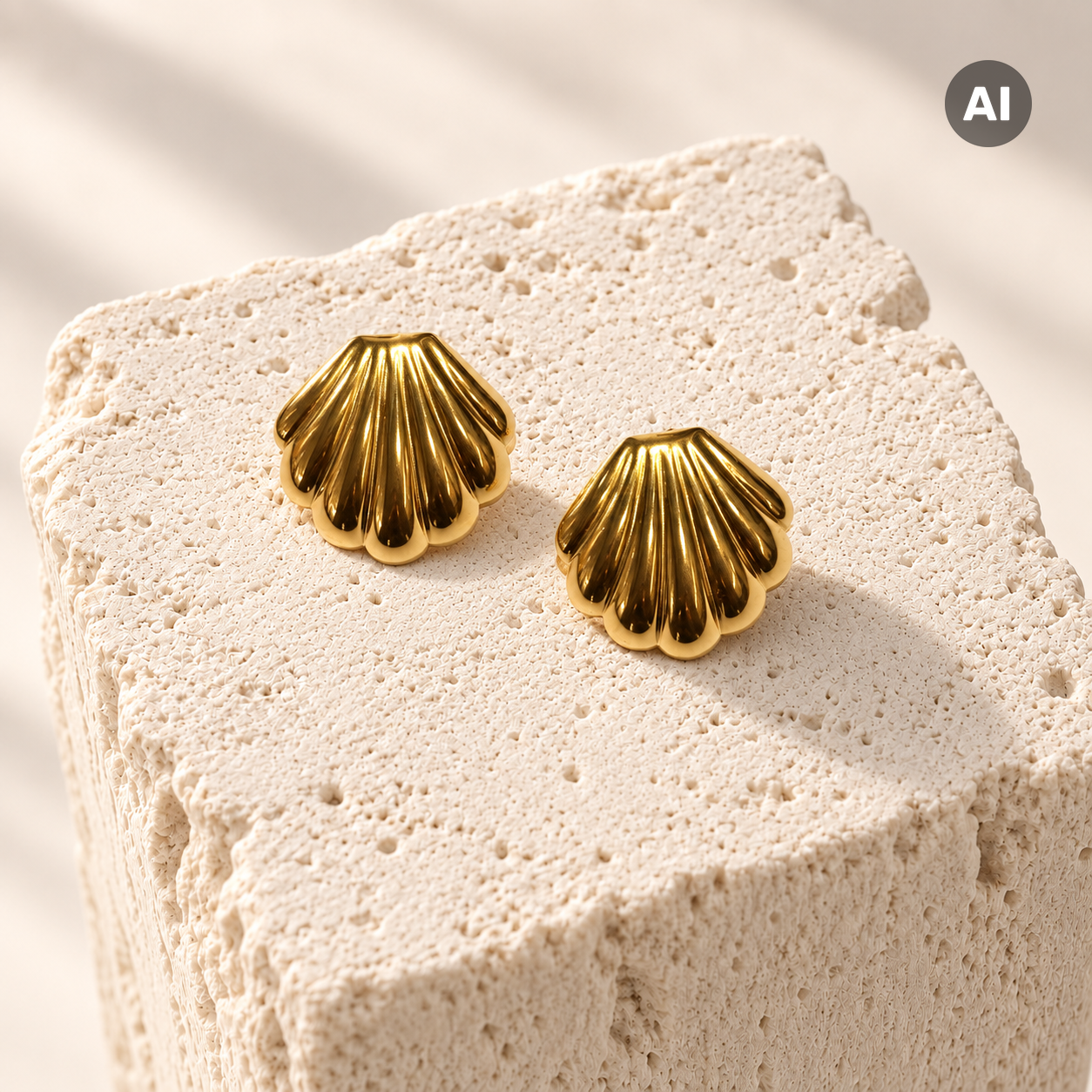Ohrstecker Muschel, goldfarben