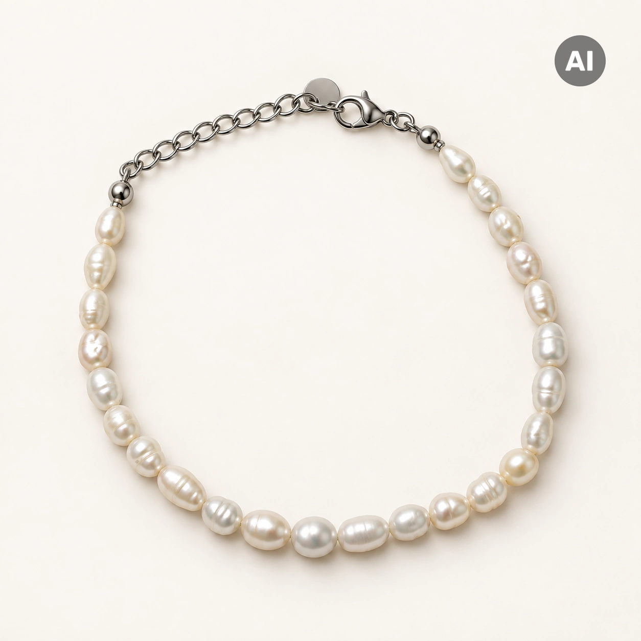 Armband mit Süßwasserperlen, silberfarben