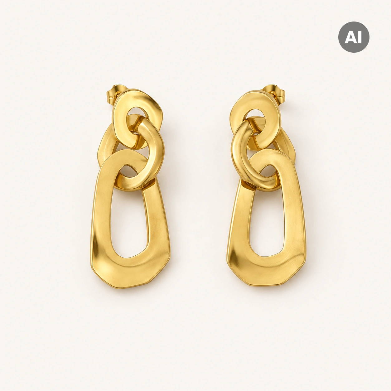Ohrringe mit hängenden glatten Gliedern, goldfarben