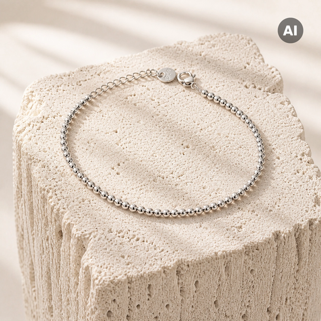 Armband mit Kugelreihe und Verlängerung, silberfarben