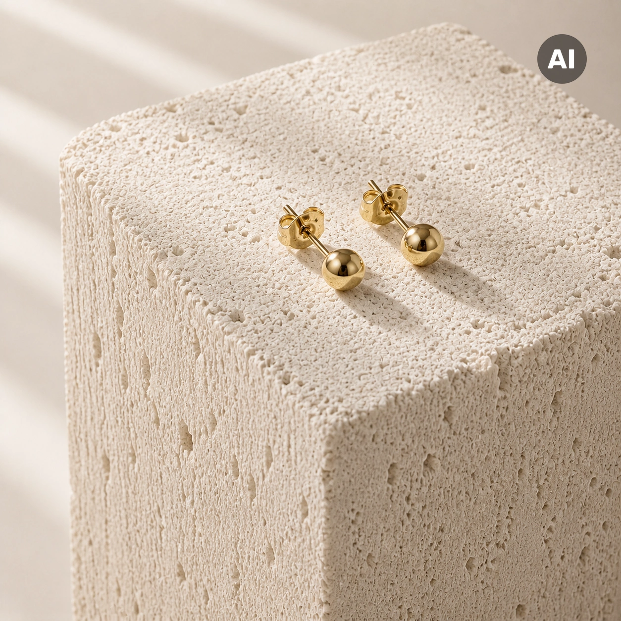 Ohrstecker mit glatter Kugel und Verschluss, goldfarben