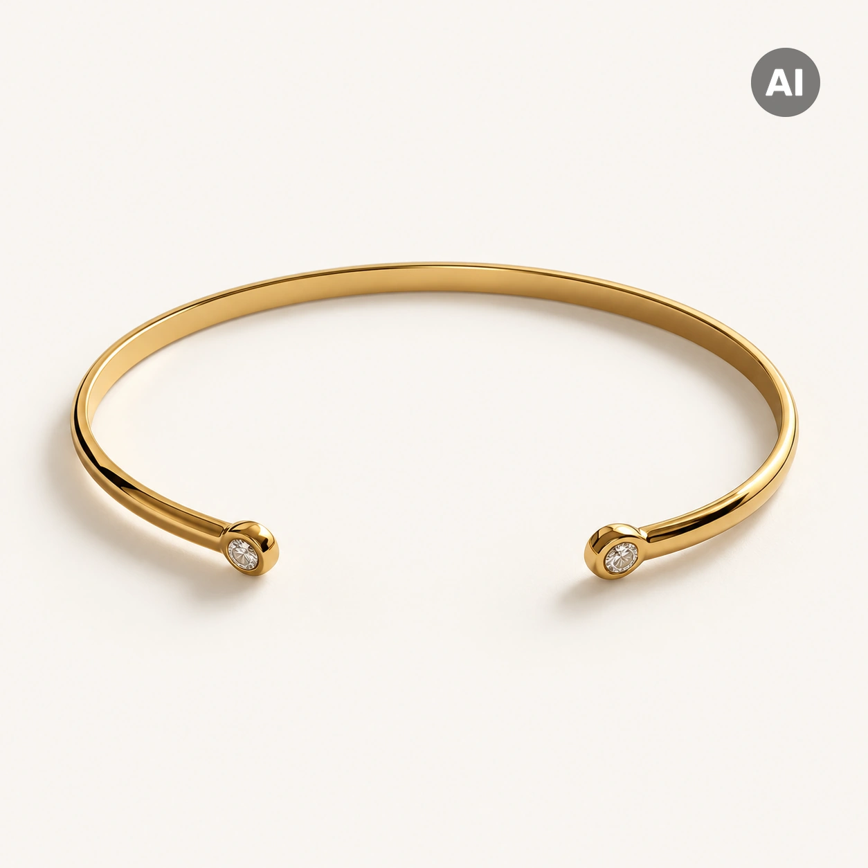 Armreif mit Zirkonia-Kugelenden und glatter Oberfläche, goldfarben