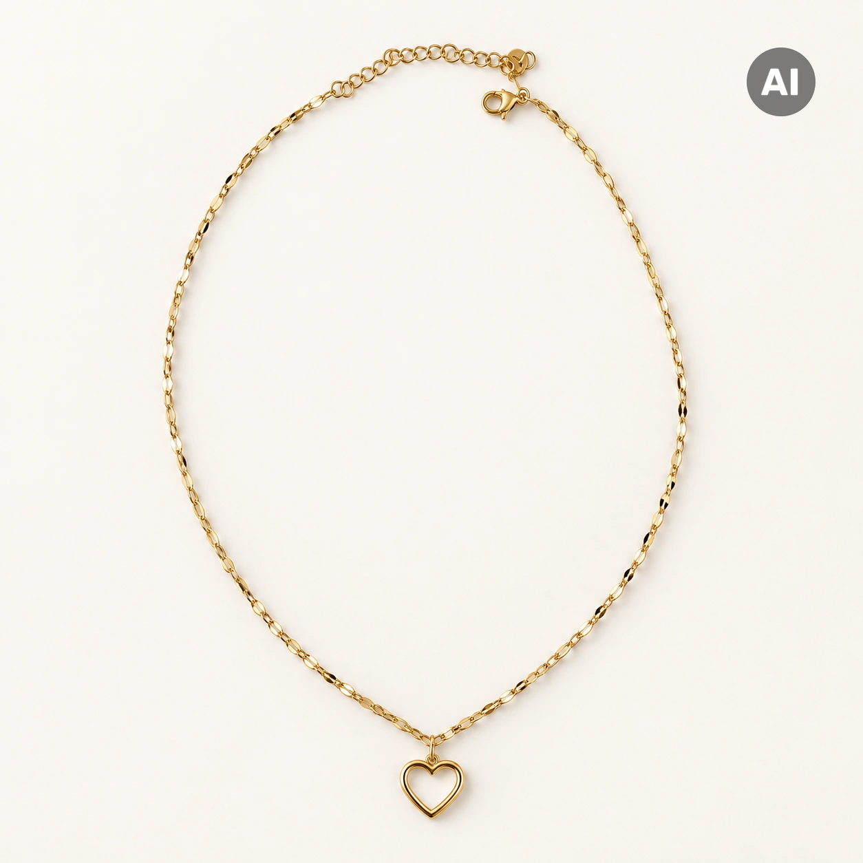 Halskette mit offenem Herz-Anhänger und Verlängerung, goldfarben